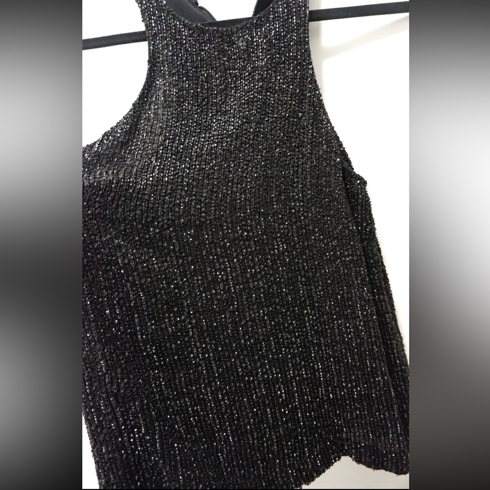 All Saints Women Hand Embellished Beaded Black Tank Top US 6 - Picture 2 of 10